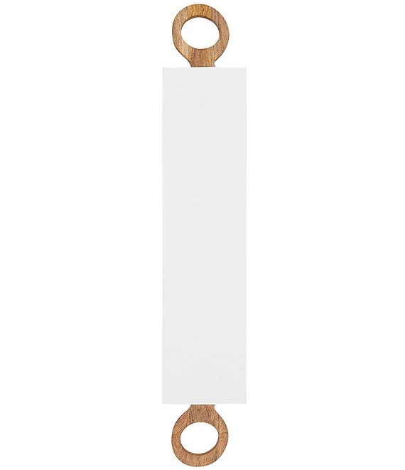 Mud Pie High Gloss Mango Wood Ring Handles Long Serving Board