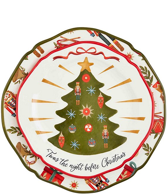 Winter Wonder Lane 9 Holiday Trees Scalloped Ceramic Pie Plate