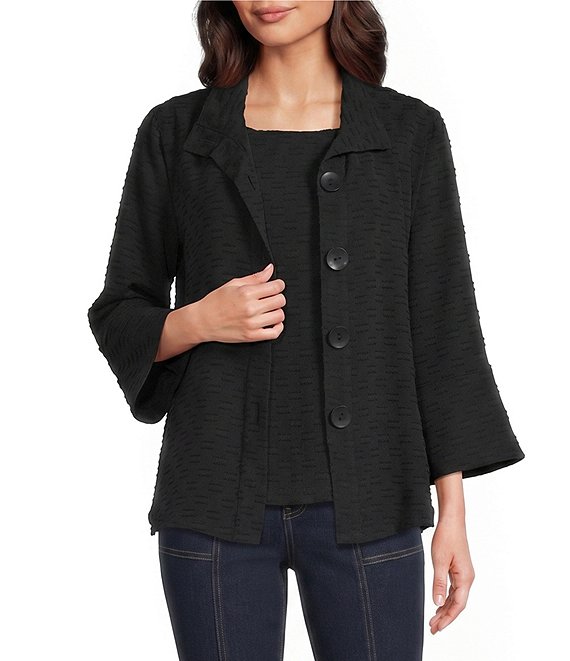 Multiples Clipped Jacquard 2-Piece Jacket Set