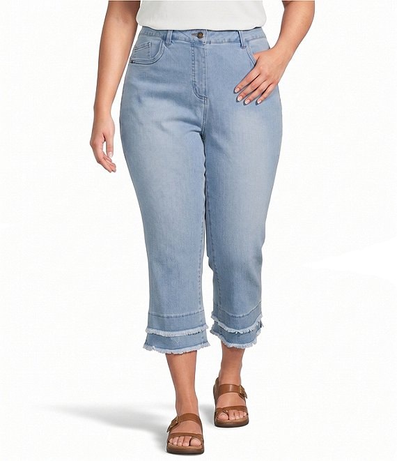 Multiples Plus Size Stretch Pull-On Cropped Jeans