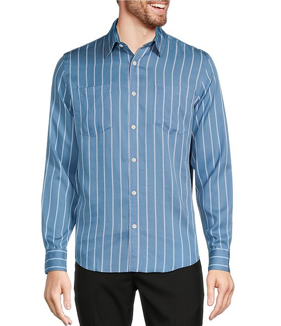 Murano Archive Collection Slim-Fit Two Pocket Stripe Long-Sleeve Woven ...