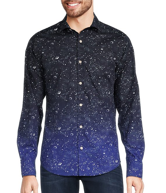 Murano Back to Space Collection Slim Fit Ombre Galaxy Print Long Sleeve ...