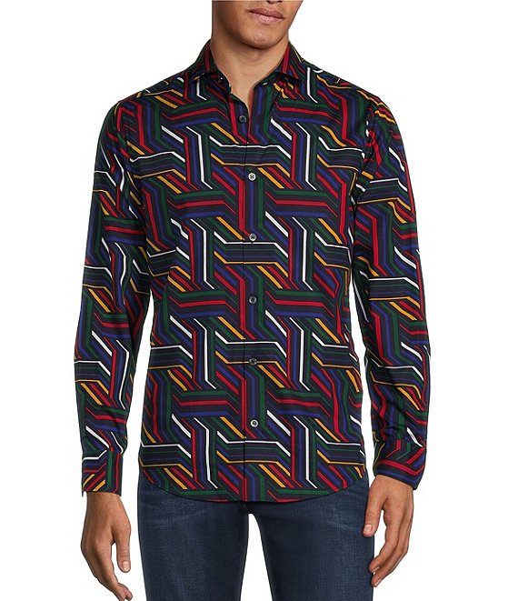 Murano Back to Space Collection Slim Fit Zigzag Print Long Sleeve Woven ...