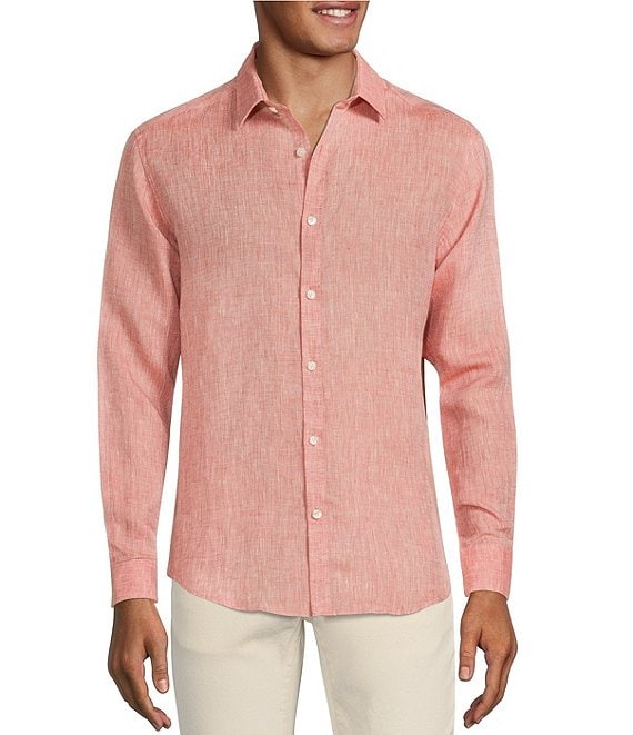 Pink Linen-Blend Long Sleeved Shirt