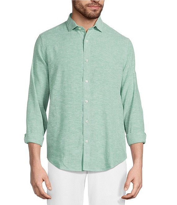 Murano Baird McNutt Linen Classic Fit Solid Long Sleeve Woven Shirt