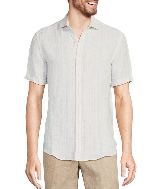 Murano Baird McNutt Linen Stripe Jacquard Classic Fit Short Sleeve ...