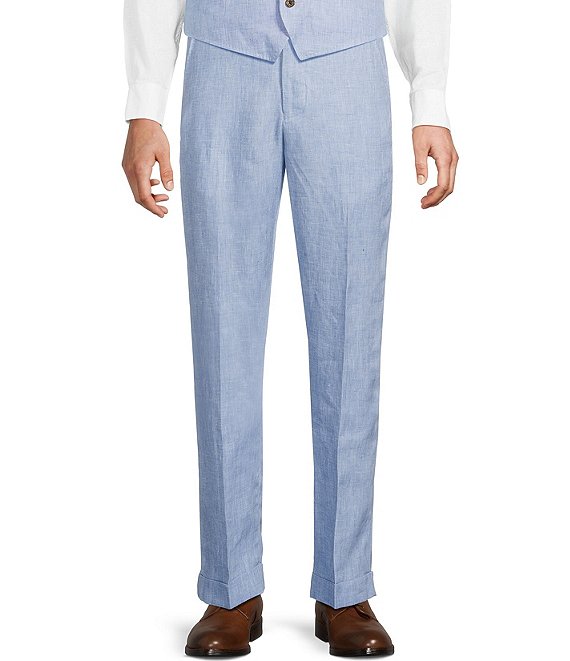 Murano Big & Tall Baird McNutt Linen Zac Classic Fit Flat Front Suit Separates Pants
