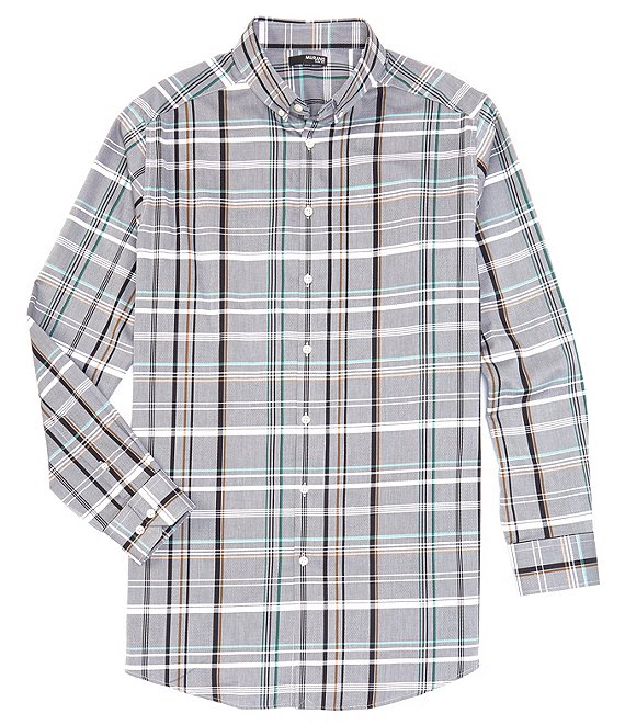 Murano Big & Tall Electric Jungle Collection Slim-Fit Plaid Long-Sleeve ...