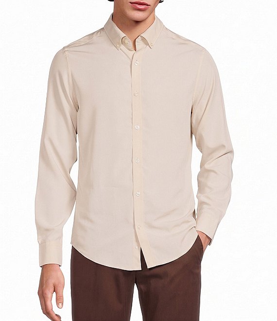 Murano Big & Tall Weekend Edit Slim Fit Solid Long Sleeve Woven Shirt