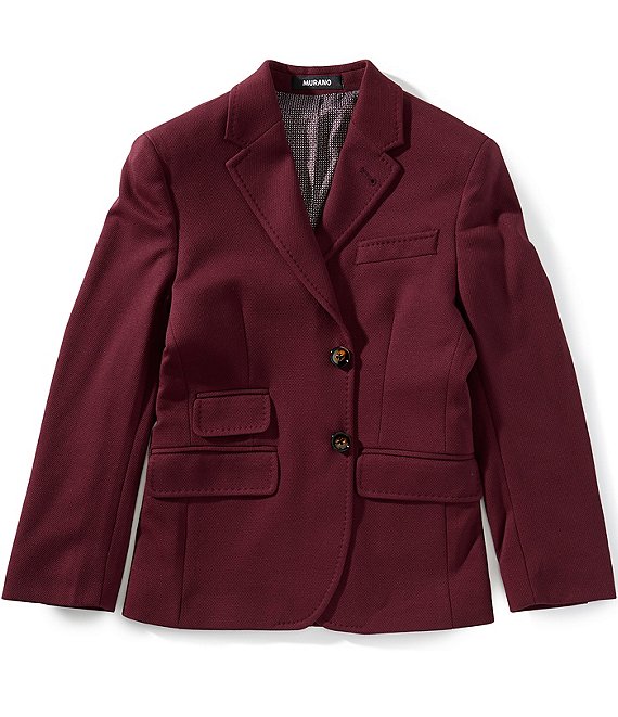 Murano Big Boys Slim Knit Blazer, Burgundy - Image 1
