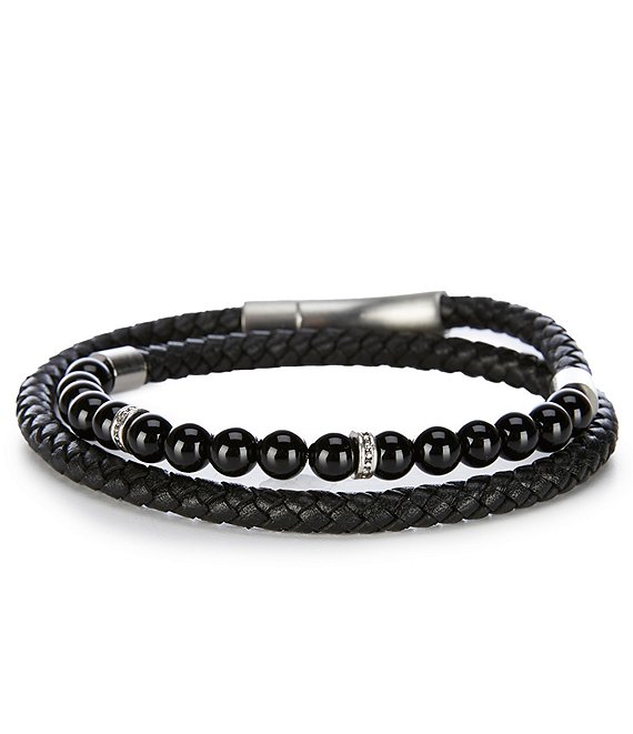 Murano Black Leather Beaded Bracelet | Dillard's