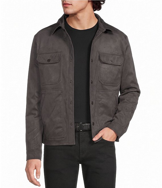 Murano Button Up Faux Suede Trucker Jacket