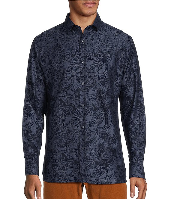 Murano Classic Fit Jacquard Paisley Print Long Sleeve Woven Shirt ...