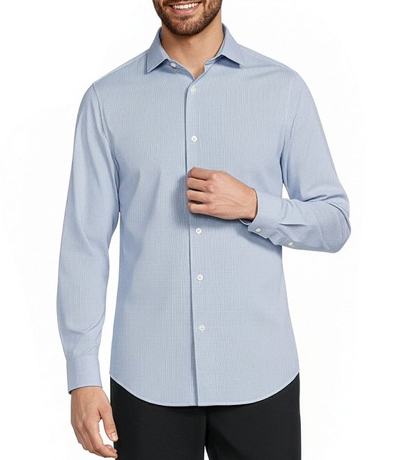 Murano Collezione Slim-Fit Square Pattern Long-Sleeve Shirt