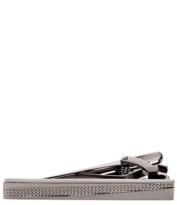 Murano Diagonal Patterned Accent Satin Gunmetal Tie Bar