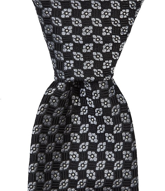 Murano Diamond Floral Neat Narrow Poly Silk Tie