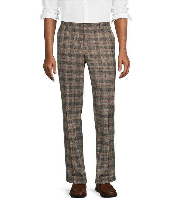 Color:Grey - Image 1 - Electric Jungle Collection Alex Slim-Fit Plaid Suit Separates Flat Front Dress Pants