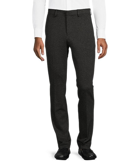 Color:Black - Image 1 - Evan Extra Slim Fit Suit Separates Flat Front Dress Pants