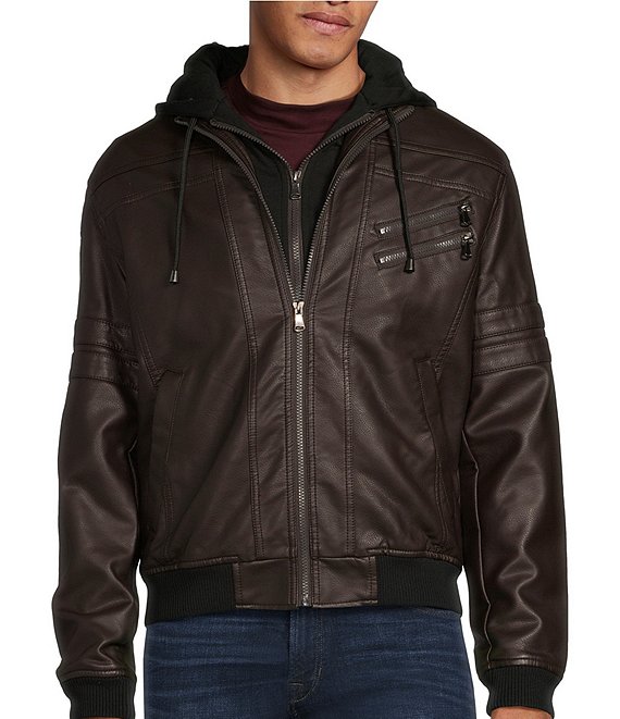 Murano Faux Leather Jacket with Knit Hood | Dillard's
