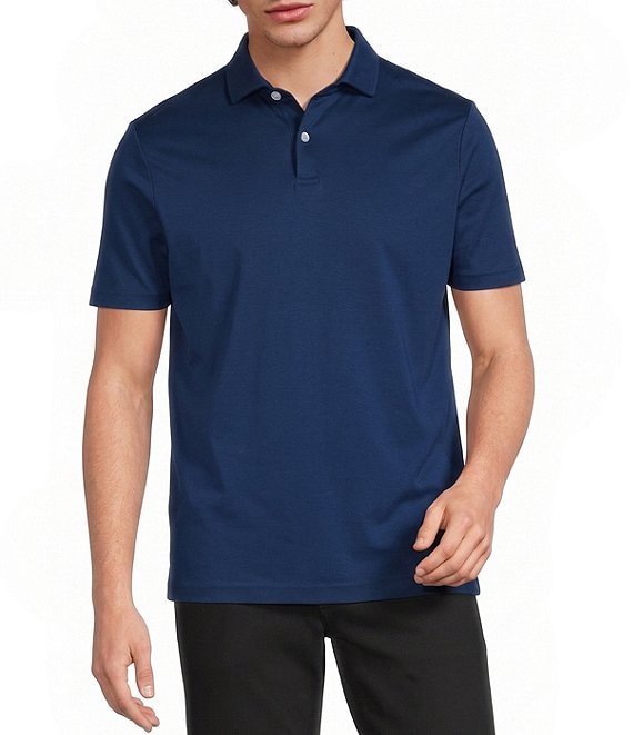 Murano Liquid Luxury Slim Fit Solid Interlock Short Sleeve Polo Shirt