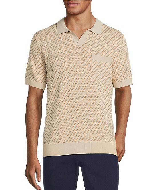 Murano Modern Performance Johnny Collar Short Sleeve Knit Sweater