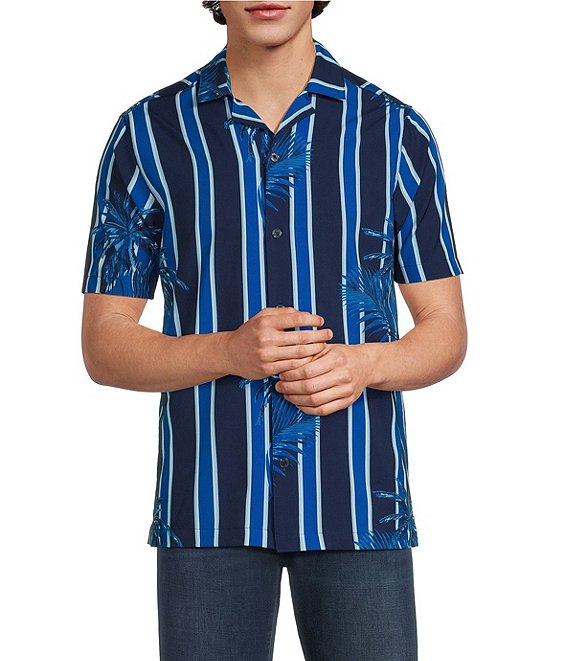 Murano Palm Stripe Cabana Camp Shirt