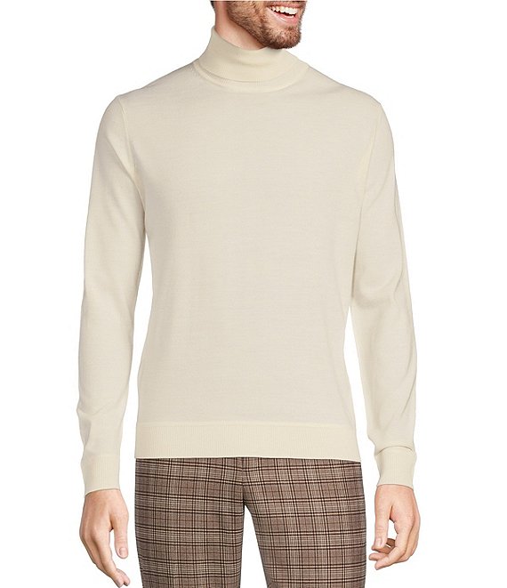 Color:Cream - Image 1 - Performance Solid Turtleneck Sweater
