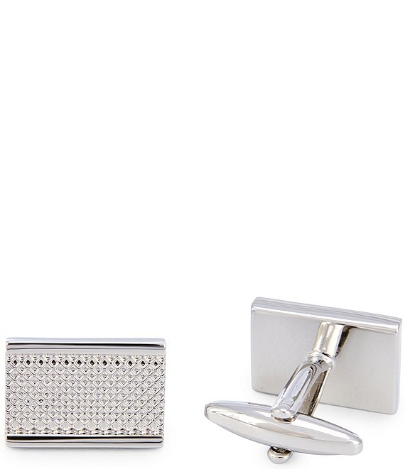 Murano Polished Silver Tone Weaved Pattern Cuff Links