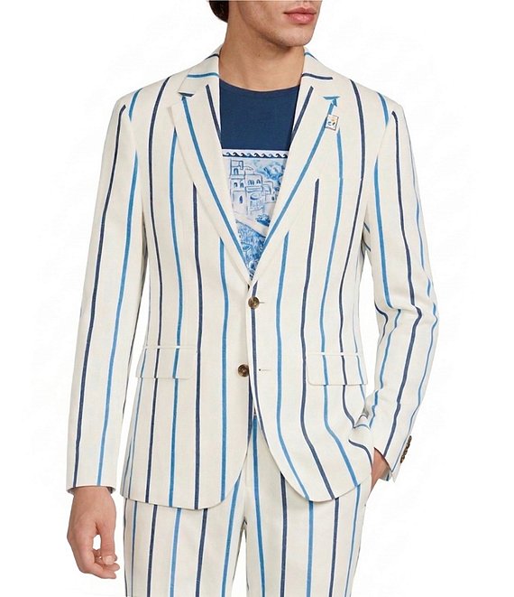 Murano Saronic Islands, Greece Collection Slim Fit Chenille Stripe Suit Separates Jacket