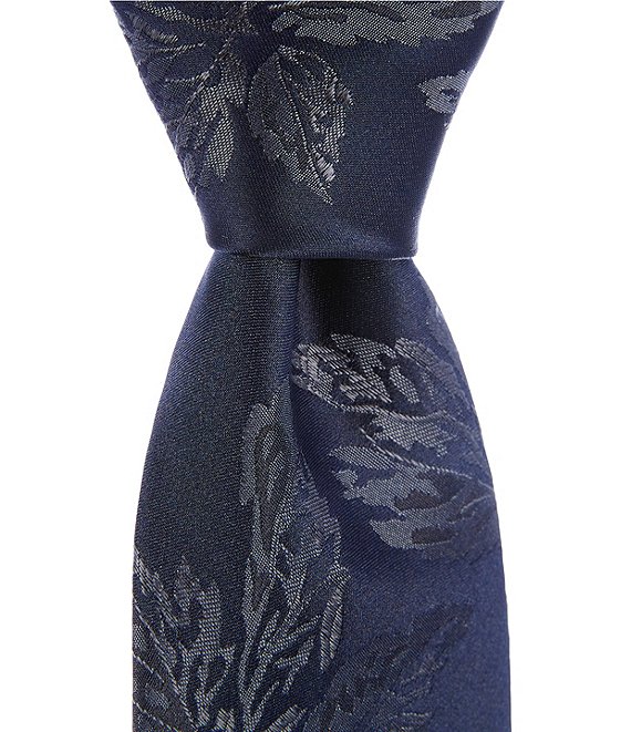 Murano Sateen Maple Floral Narrow Poly Silk Tie