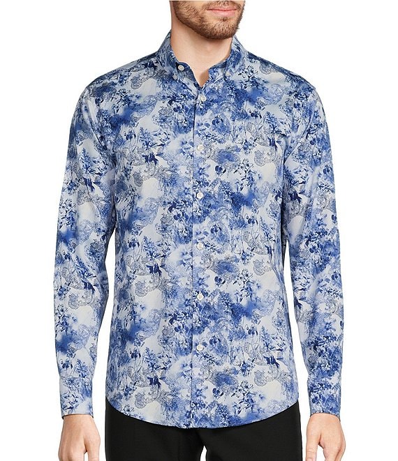 Murano Sateen Paisley Floral Print Long-Sleeve Woven Shirt | Dillard's