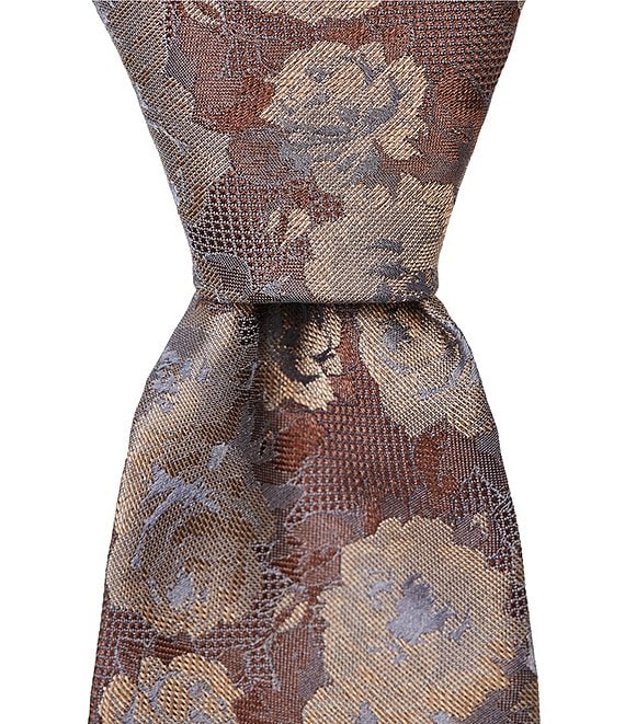 Murano Sateen Printed Floral Narrow Silk Blend Tie