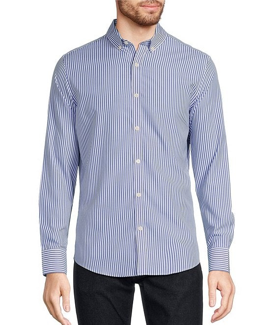 Murano Slim-Fit Non-Iron Italian Cotton Stripe Long-Sleeve Woven Shirt ...