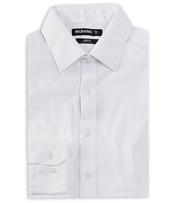 Murano Slim Fit Non-Iron Point Collar Solid Knit Dress Shirt | Dillard's