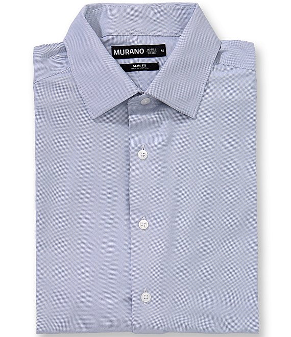 Murano Slim Fit Non-Iron Spread Collar Solid Dress Shirt