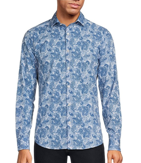 Murano Slim Fit Paisley Print Performance Stretch Long Sleeve Woven ...