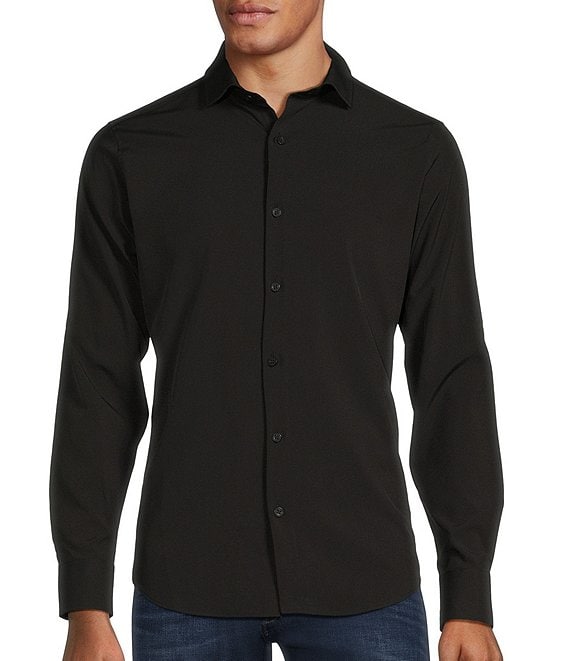 Murano Slim Fit Solid Performance Stretch Long Sleeve Woven Shirt, Mens, S, Dark Navy - Dillard's exclusive