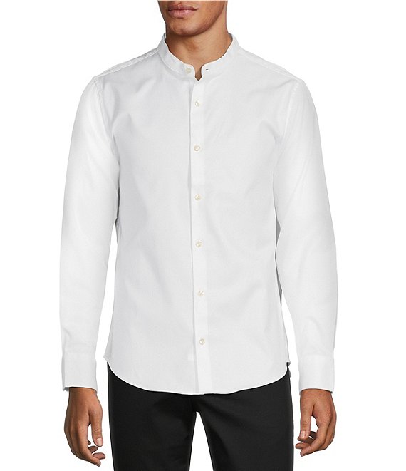 mens slim fit grandad collar shirt