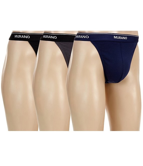 Murano Solid Cotton 3-Pack Thong Underwear