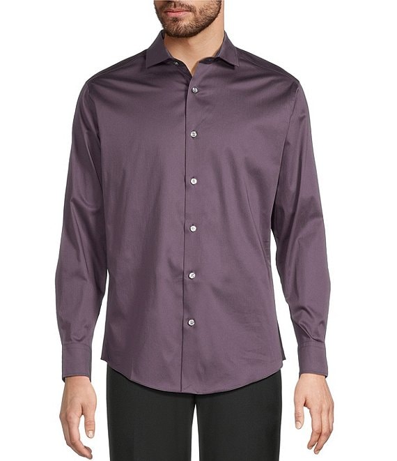 Murano Solid Sateen Long Sleeve Woven Shirt