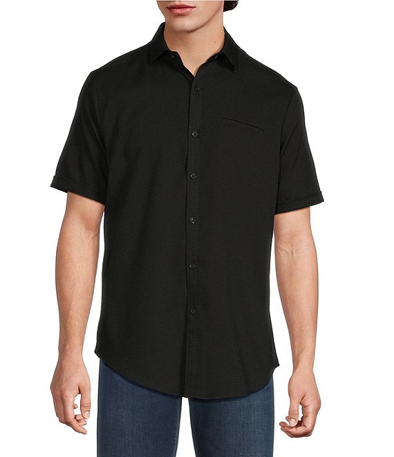 Murano Solid Texture Short Sleeve Woven Shirt