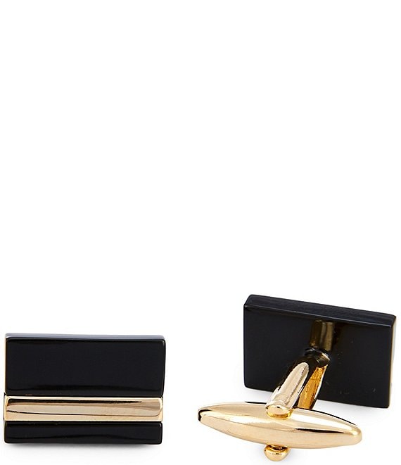Murano Stainless Steel Gold Plate Accent Cuff Links