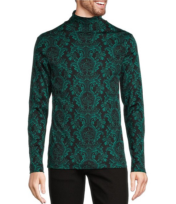 Murano Tigers of Tokyo Collection Slim-Fit Damask Print Turtleneck