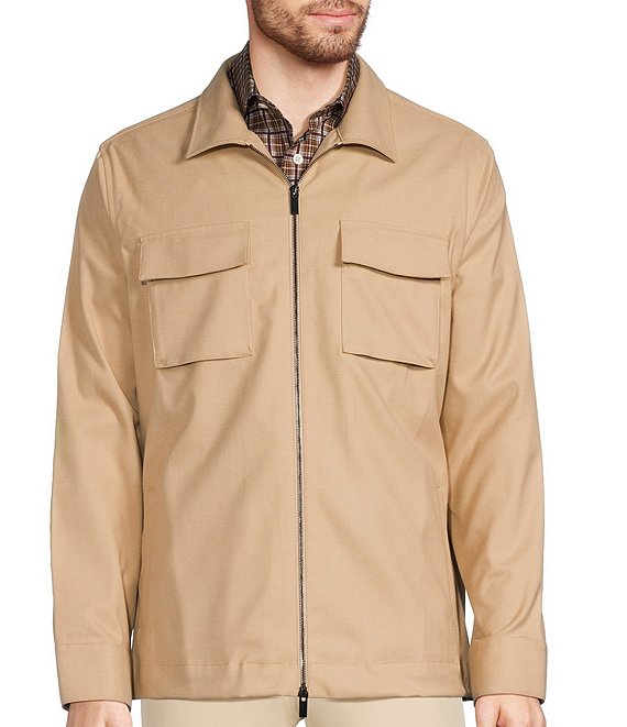 Color:Khaki - Image 1 - Tigers of Tokyo Collection Slim-Fit Shirt Jacket