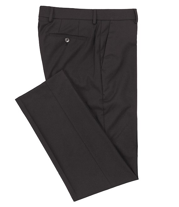 Color:Black - Image 1 - Wardrobe Essentials Alex Slim-Fit TekFit Waistband Suit Separates Flat-Front Dress Pants