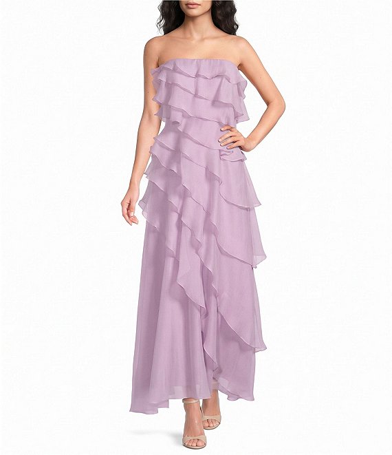 Muse by Marchesa Strapless Maxi Ruffle Delphine Dress