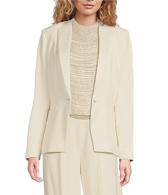 Muse by Marchesa Wisteria Satin Notch Lapel Long Sleeve Button Front ...