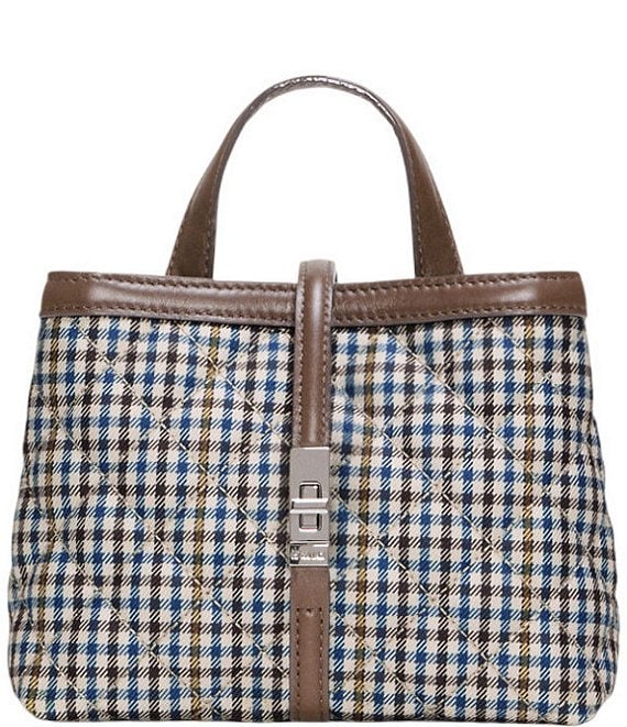 MZ Wallace Mini Astor Checked Top Handle Nylon Crossbody Bag