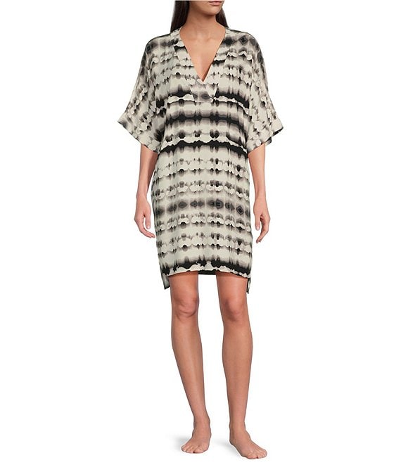 N By Natori Short Sleeve V-Neck Crinkle Nightshirt | Dillard's