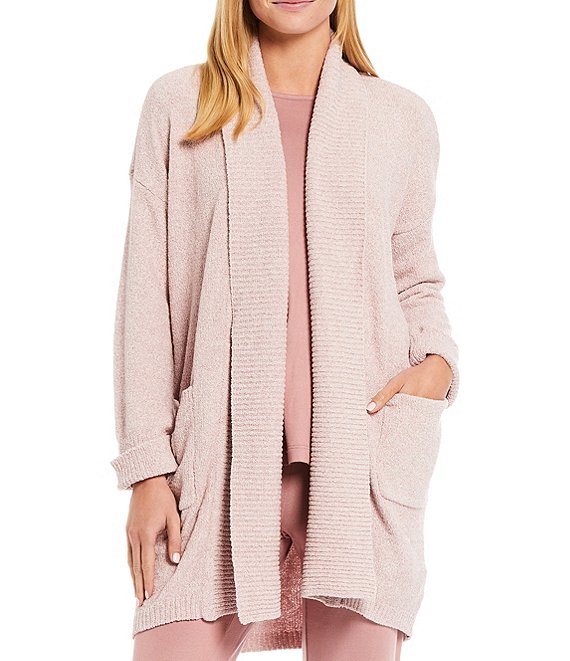 Color:Heather Nude Blush - Image 1 - N Natori Chenille Open Front Lounge Cardigan